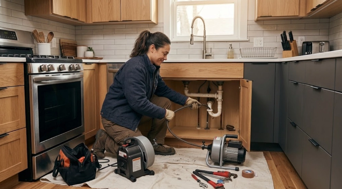 Kitchen sink drain cleaning and motorized snaking in Brighton Beach, Brooklyn